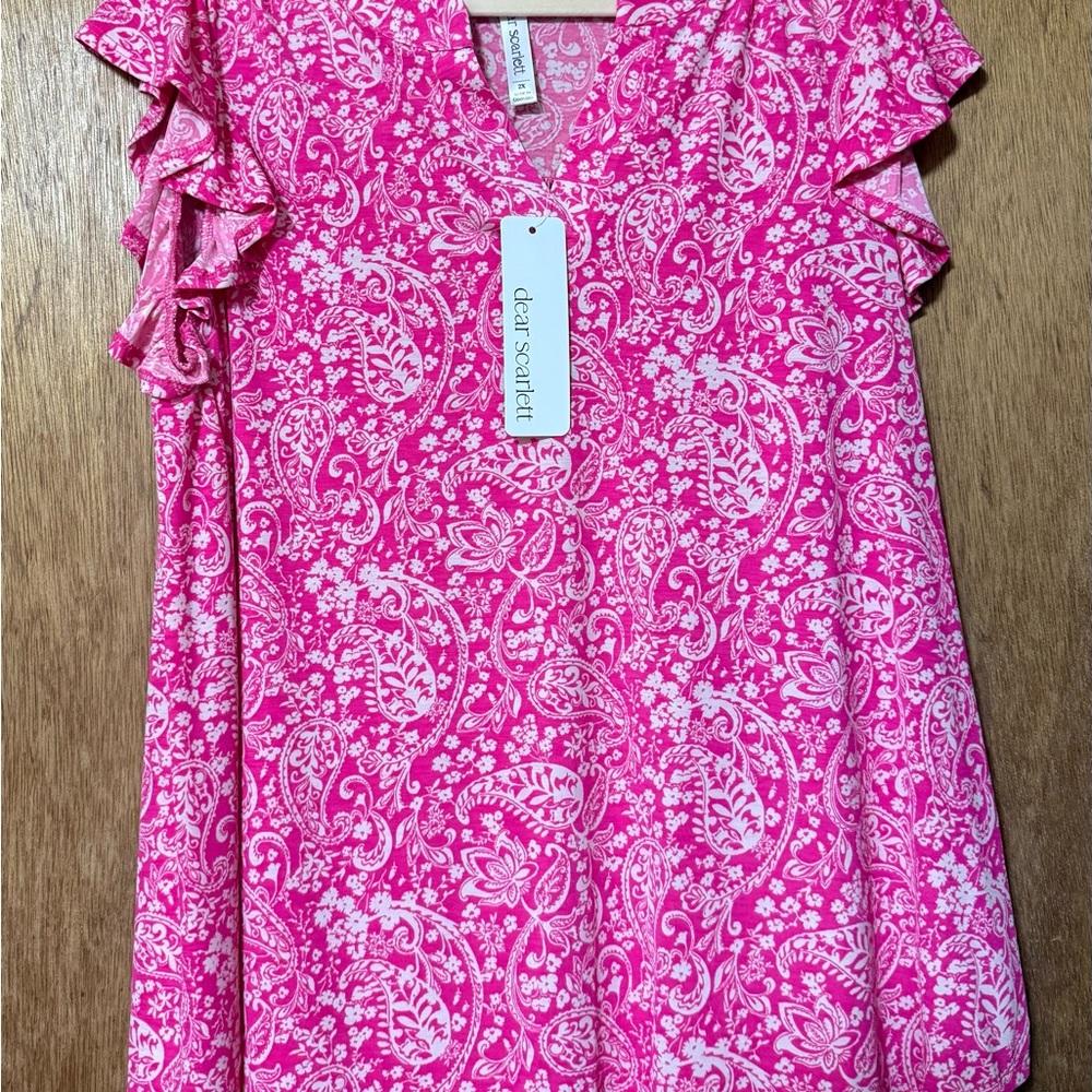 Dear Scarlett  Pink Paisley Women's Top